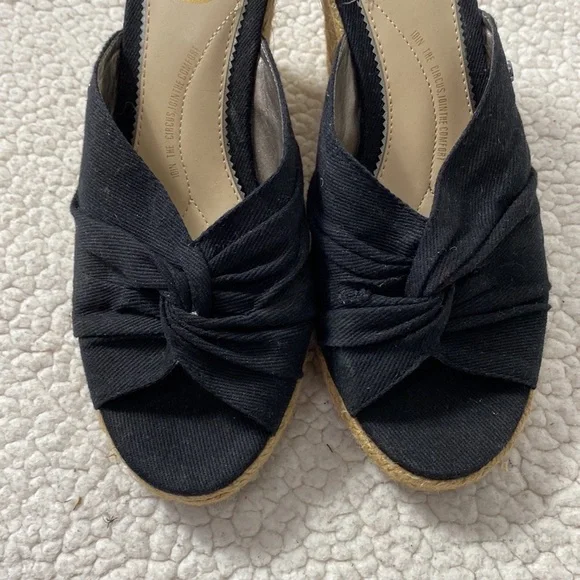 Circus Sam Edelman Black Espadrille Wedge Sandals Size 7.5 - Picture 7 of 13